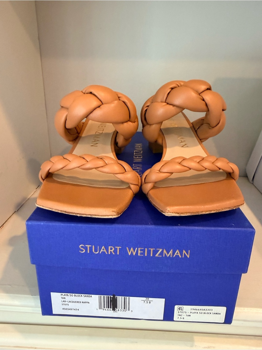 Stuart Weitzman Braided Tan Slide Heels